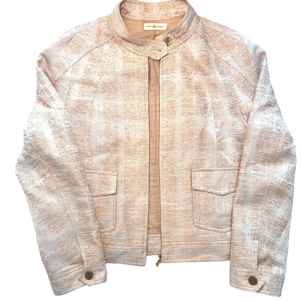 Tory Burch Rose Gold Zip-Up Jacket